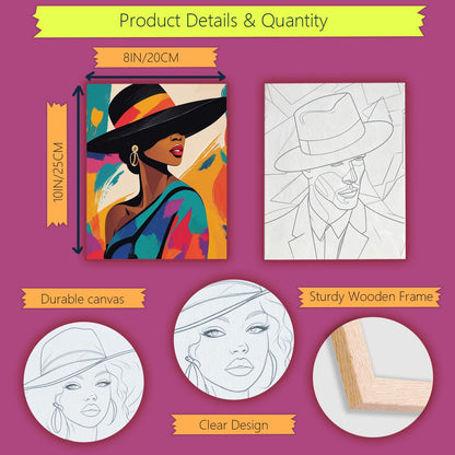 2 Pcs Sip and Paint Kit for Adults Valentine – Date Night Painting Set with Pre-Drawn Canvases, Paints, Brushes, and Easels – (Bold Couple)