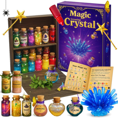 AMIZEY Potion Kits for Kids – 20 Bottles with Magic Growing Crystal, Arts and Crafts for Kids Ages, Halloween & Christmas Decorations Gifts for Girls Ages 6-12 (Magic Growing Crystal)